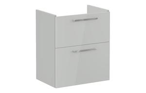 VitrA Root Flat 60cm 2 Drawer Slim Washbasin Unit - Shiny Pearl Grey